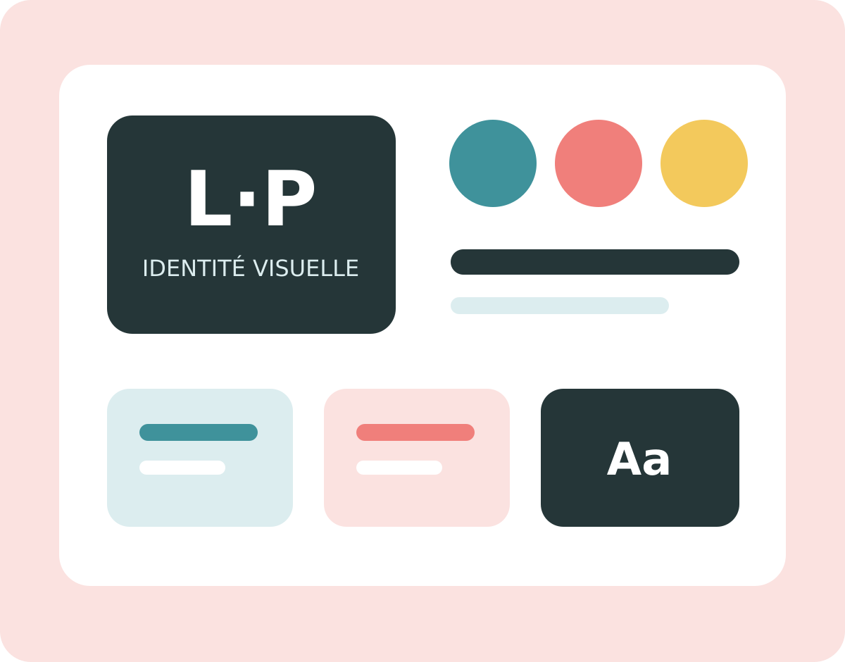 Planche d’identité visuelle avec logo, couleurs et typographies